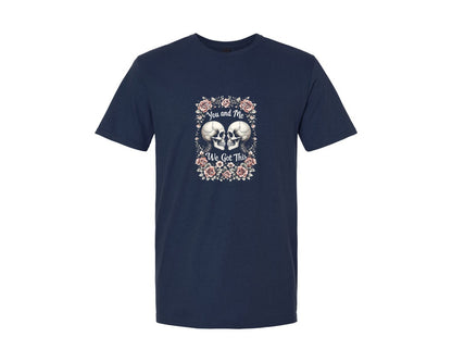brand:Generic|color:Navy|You And Me Skull Floral Graphic T-Shirt