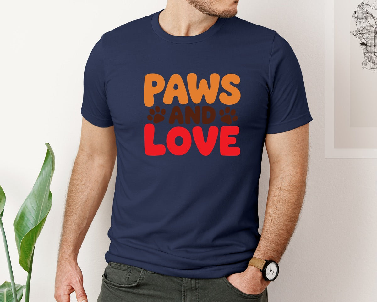 brand:Bella Canvas|color:Navy|Paws And Love Pet Quote Graphic T-Shirt