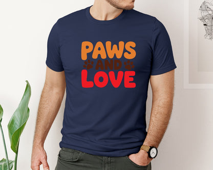 brand:Bella Canvas|color:Navy|Paws And Love Pet Quote Graphic T-Shirt