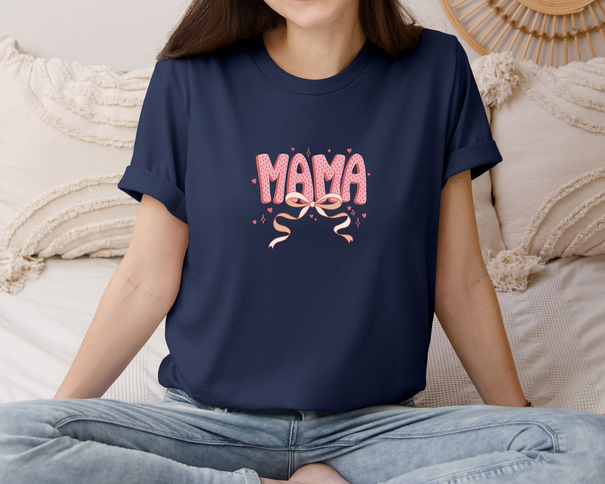 brand:Bella Canvas|color:Navy|Coquette Valentine Mama Valentines 2 Graphic T-Shirt