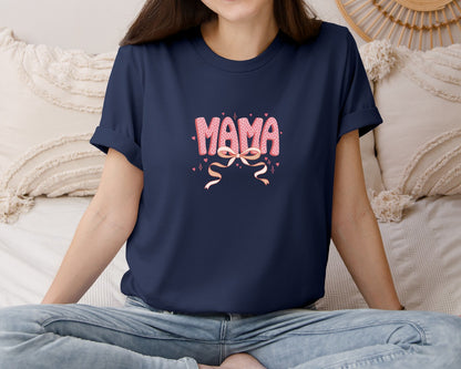 brand:Bella Canvas|color:Navy|Coquette Valentine Mama Valentines 2 Graphic T-Shirt