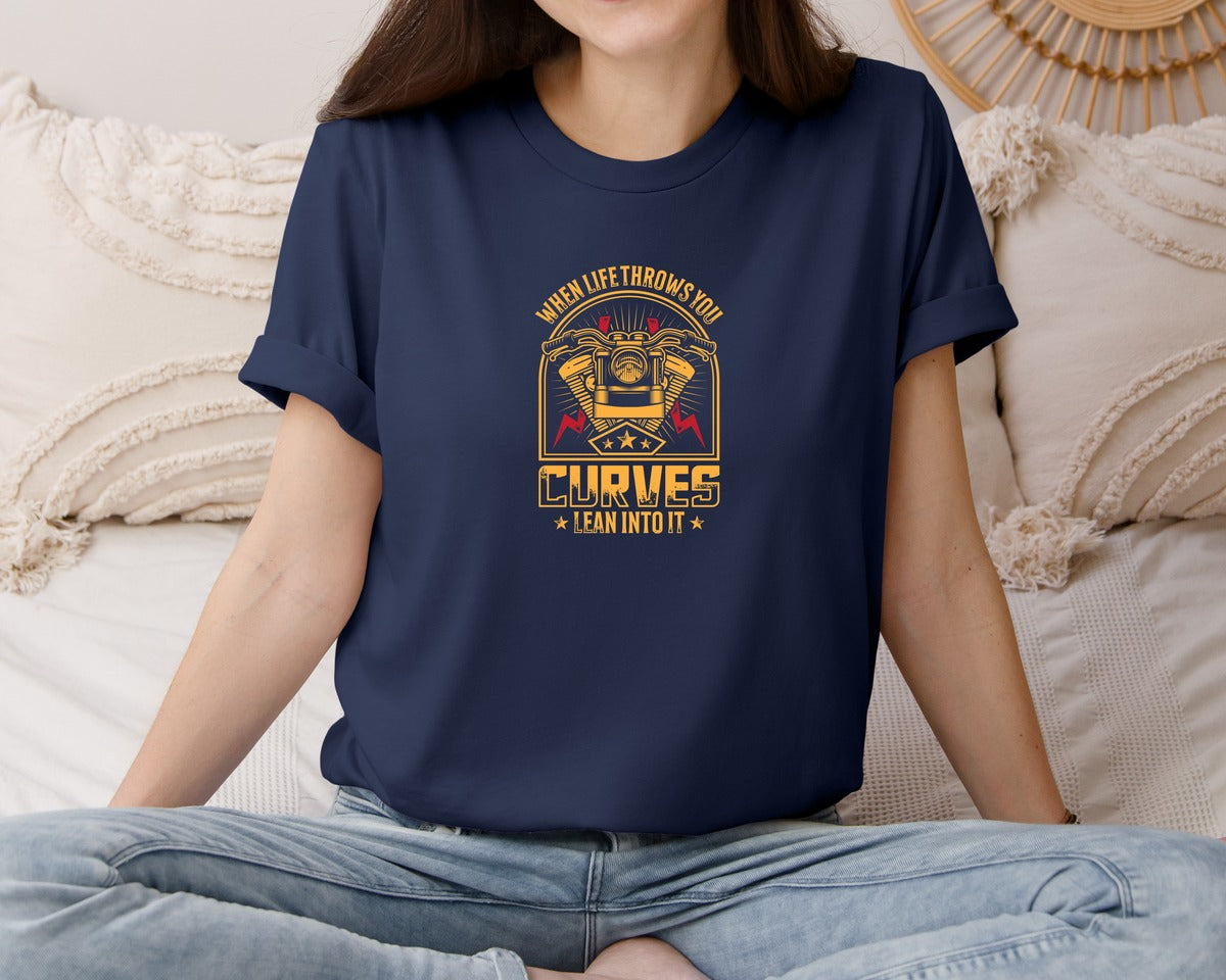 brand:Bella Canvas|color:Navy|Custom Vintage Motorcycle T Shirt Graphic T-Shirt