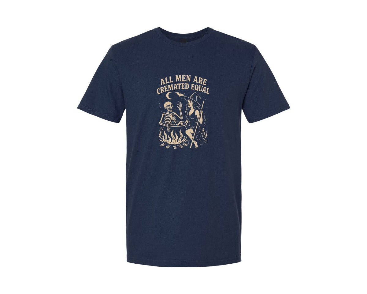 brand:Generic|color:Navy|All Men Are Cremated Equal Feminist Graphic T-Shirt