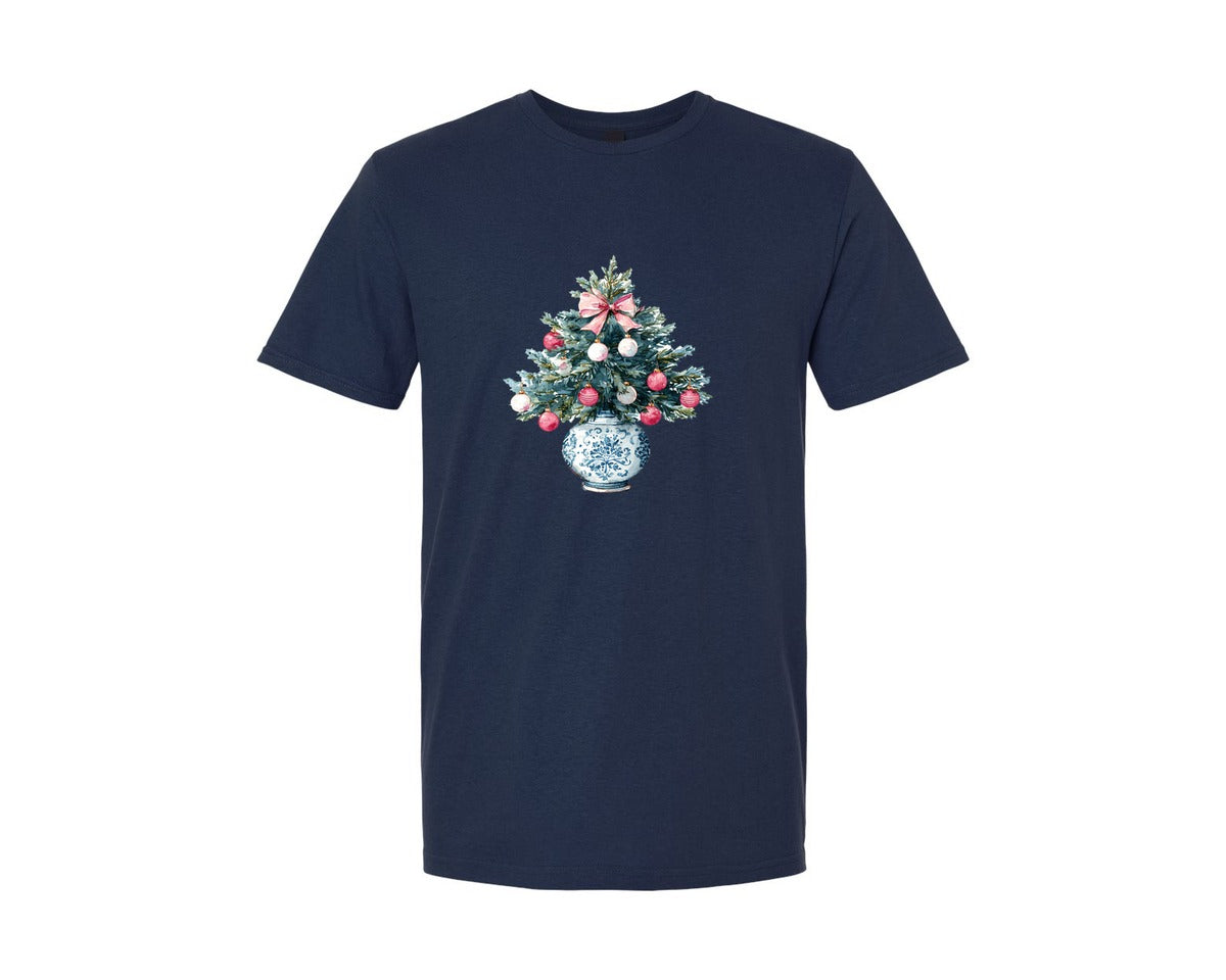 brand:Generic|color:Navy|Preppy Christmas Tree Graphic 10 Graphic T-Shirt
