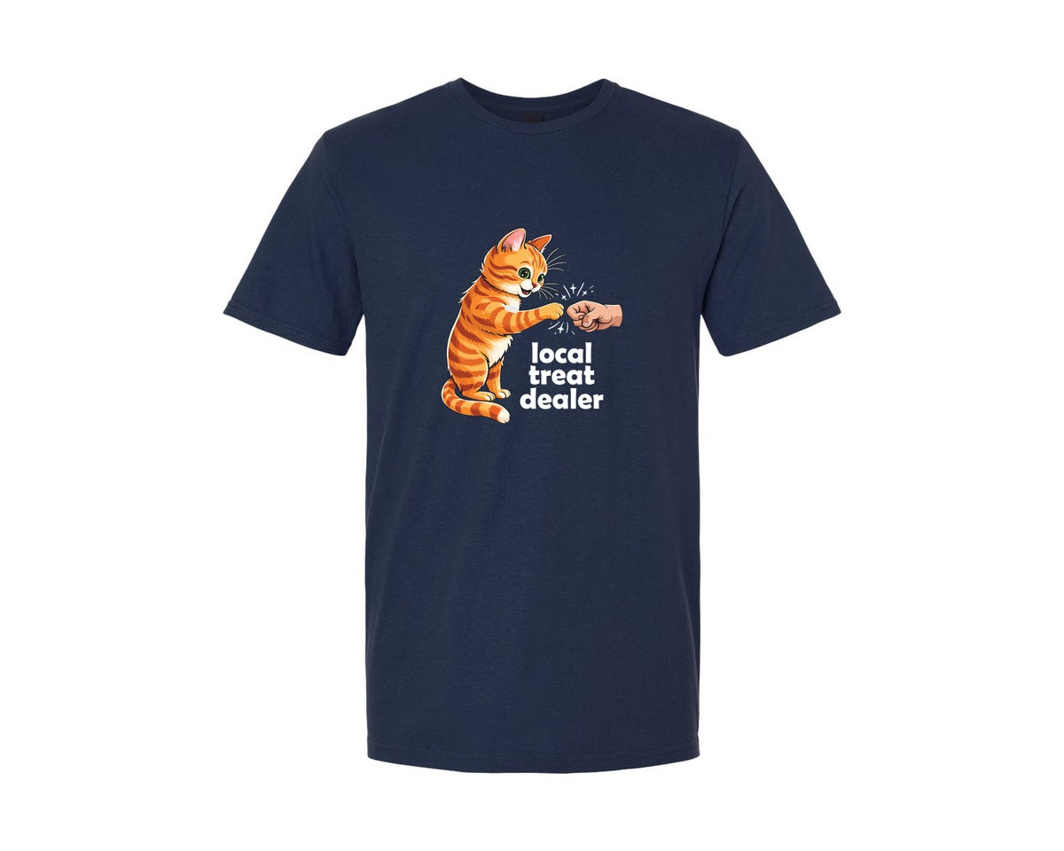 brand:Generic|color:Navy|Local Treat Dealer Funny Cat Lover Graphic T-Shirt
