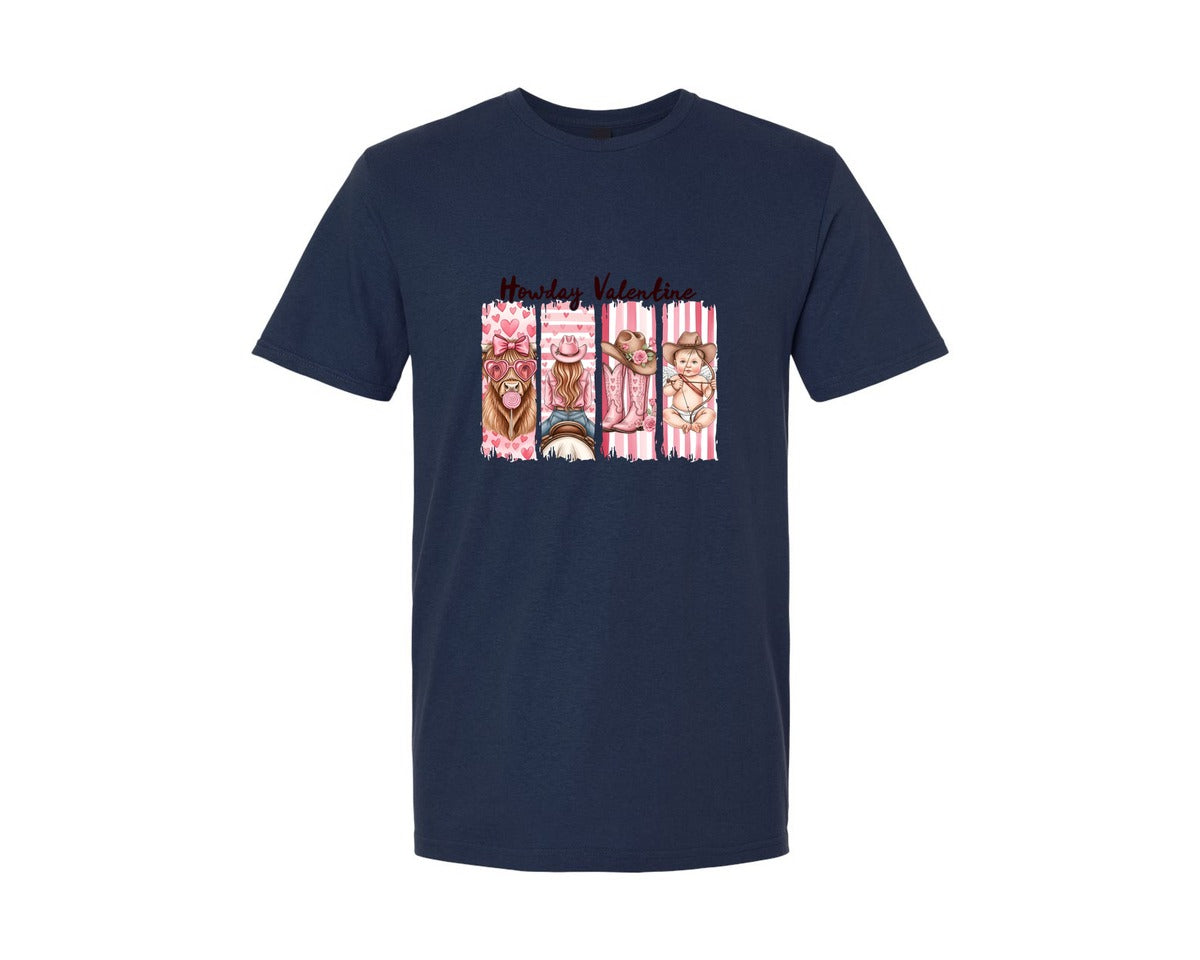 brand:Generic|color:Navy|Western Brushstroke Valentine Graphic T-Shirt