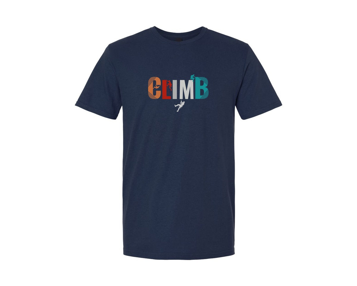 brand:Generic|color:Navy|Unique And Trendy Rock Climbing Design Graphic T-Shirt