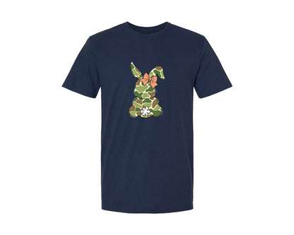 brand:Generic|color:Navy|Egg Hunter Bunny Camo Easter Bunny Graphic T-Shirt