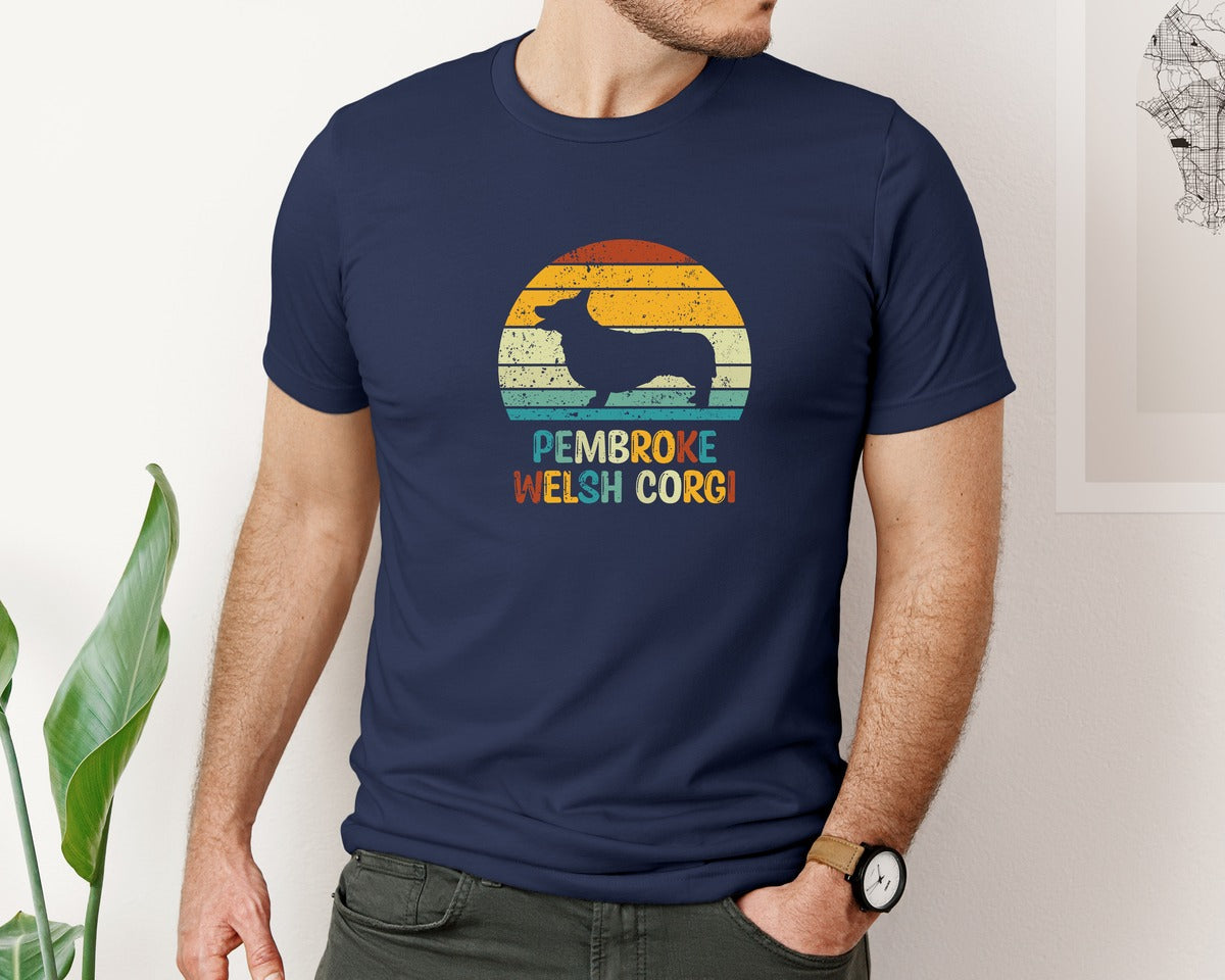 brand:Bella Canvas|color:Navy|Pembroke Welsh Corgi Silhouette T Shirt 7 Graphic T-Shirt