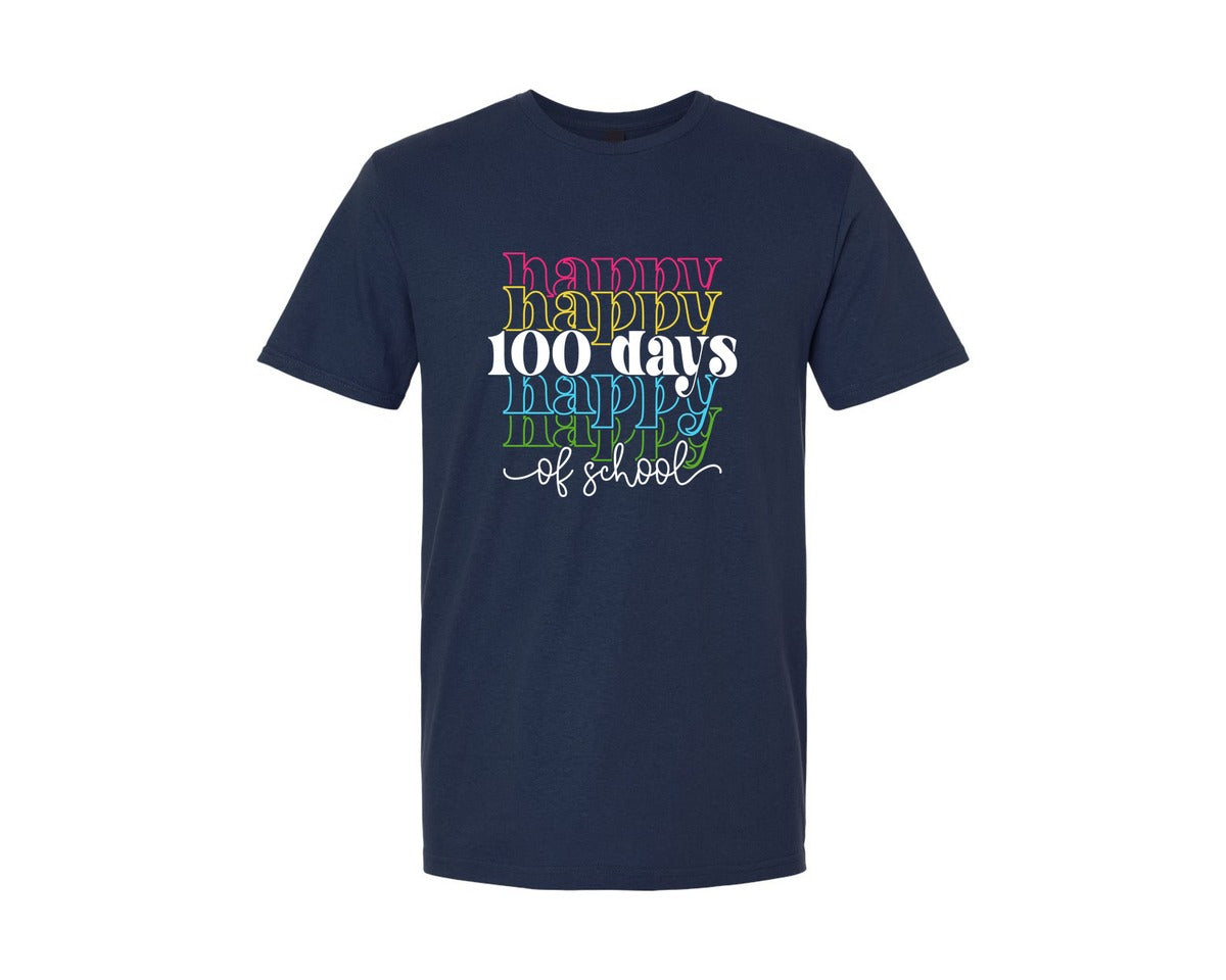 brand:Generic|color:Navy|Happy 100 Days Of School 45 Graphic T-Shirt