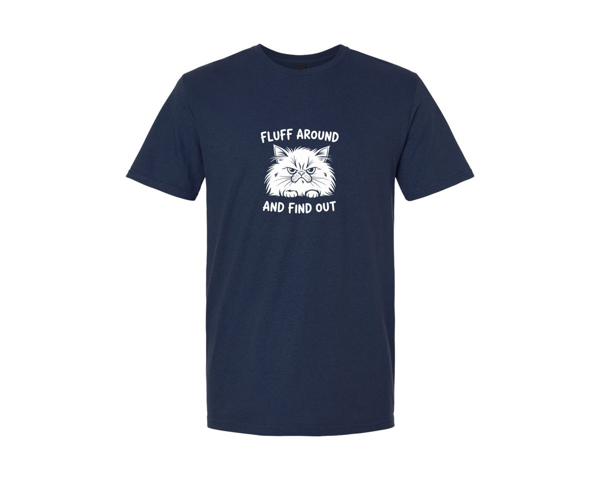 brand:Generic|color:Navy|Fluff Around And Find Out Funny Cat Graphic T-Shirt