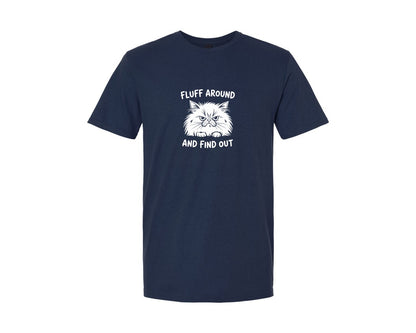 brand:Generic|color:Navy|Fluff Around And Find Out Funny Cat Graphic T-Shirt