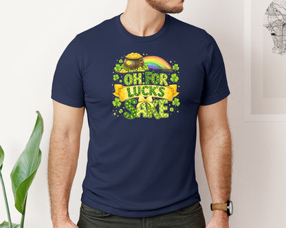 brand:Bella Canvas|color:Navy|Oh For Lucks Sake St Patricks Day 3 Graphic T-Shirt