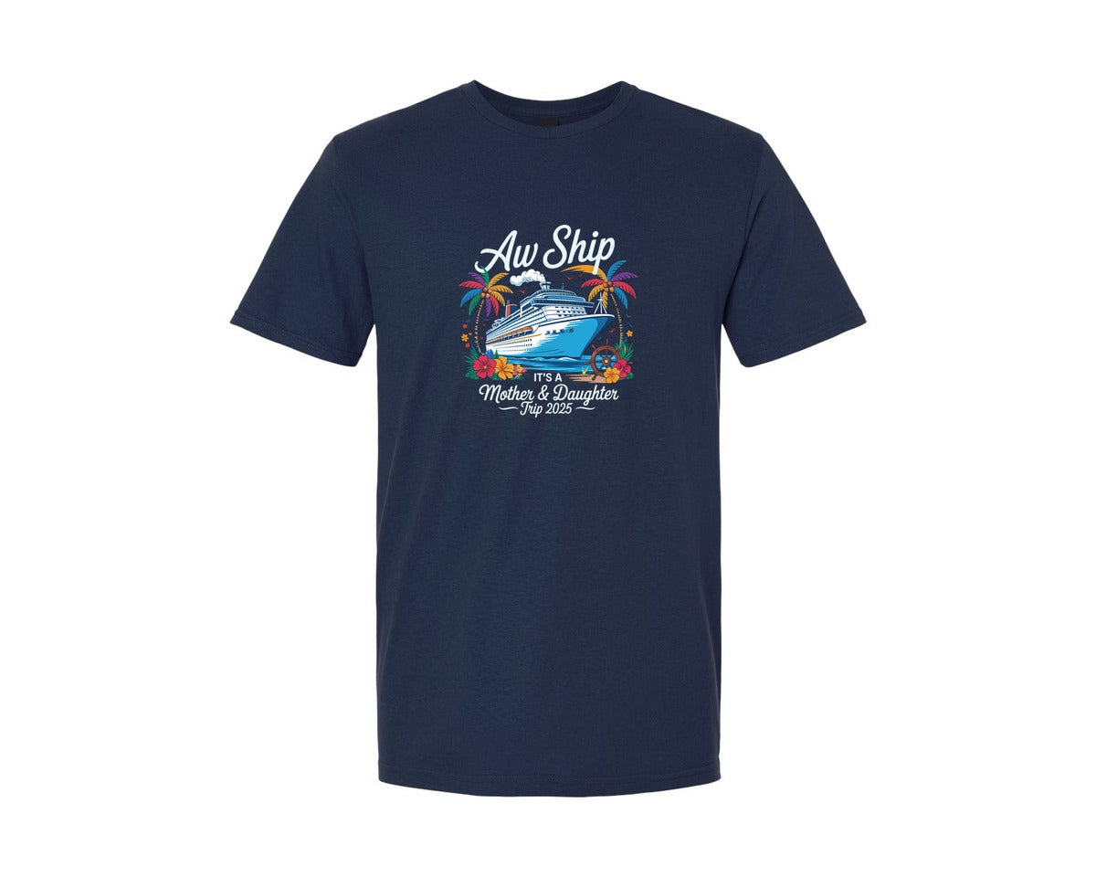 brand:Generic|color:Navy|Aw Ship Mother Daughter Trip Cruise Graphic T-Shirt
