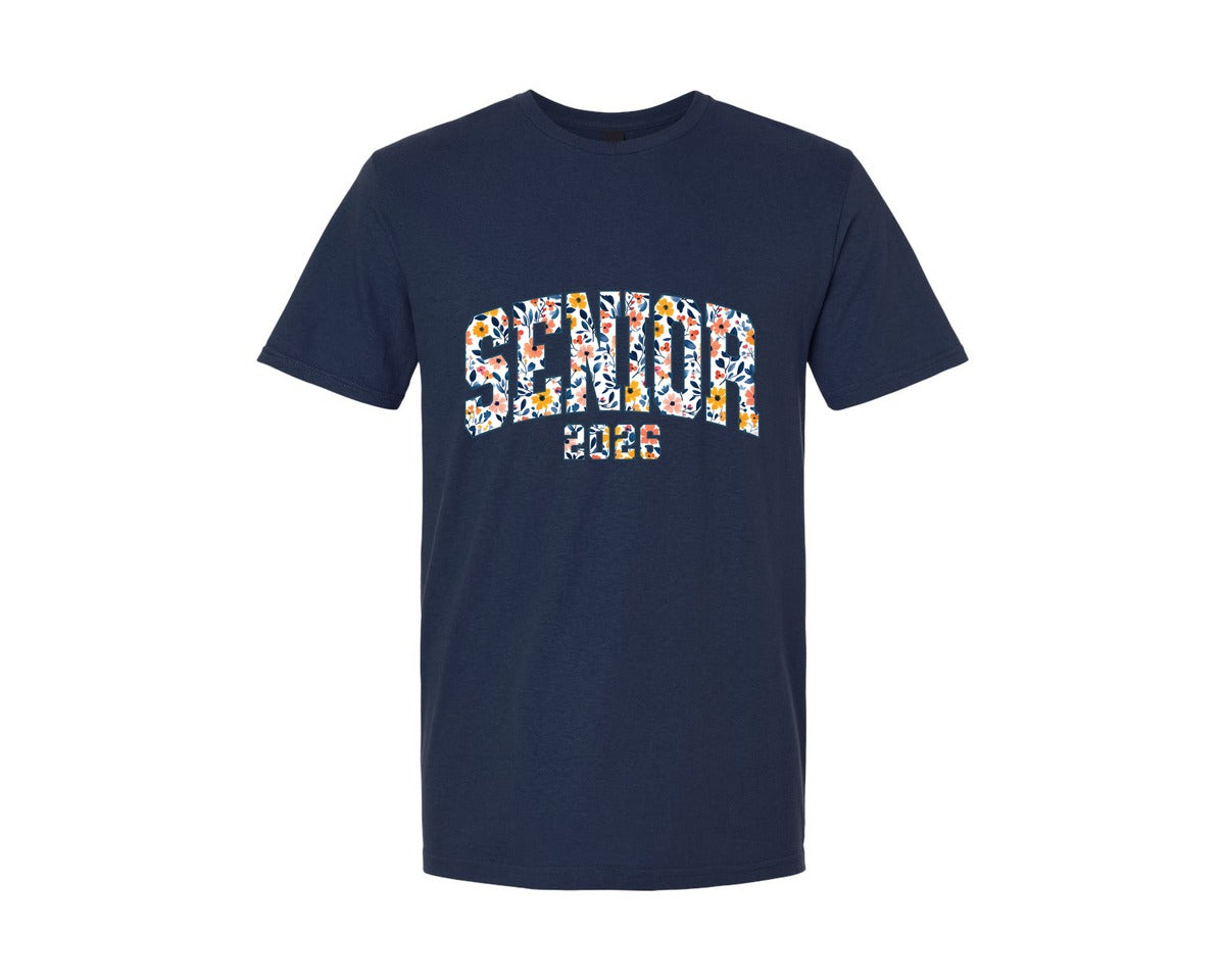 brand:Generic|color:Navy|Retro Senior 2026 Floral Class Of Graphic T-Shirt