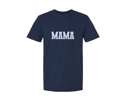 brand:Generic|color:Navy|Mama Blue Toile Varsity Style Graphic T-Shirt