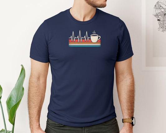 Vintage Coffee Heartbeat Retro Graphic T-Shirt