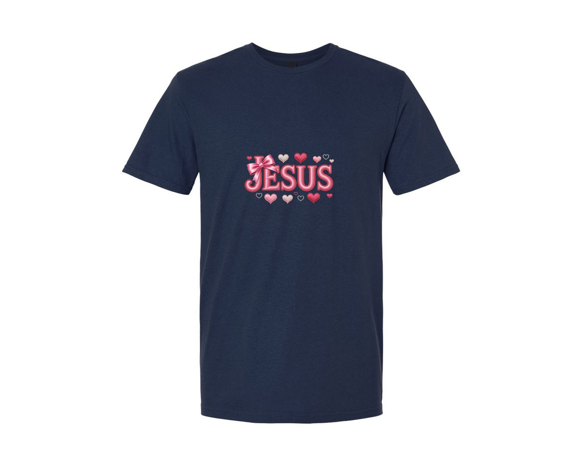 brand:Generic|color:Navy|Preppy Valentine Jesus Graphic T-Shirt