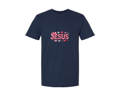 brand:Generic|color:Navy|Preppy Valentine Jesus Graphic T-Shirt