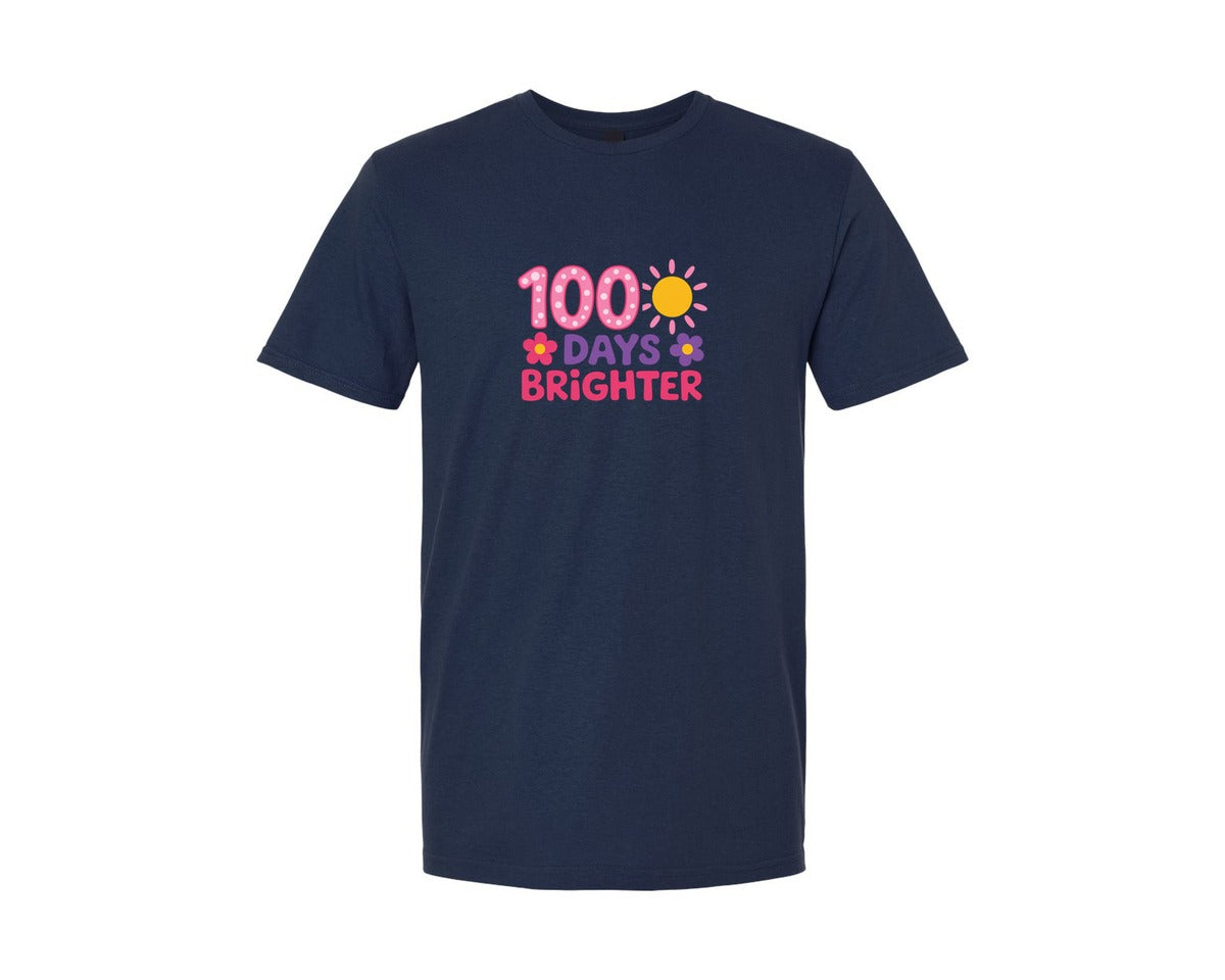 brand:Generic|color:Navy|100 Days Brighter 100 Day Of School Graphic T-Shirt
