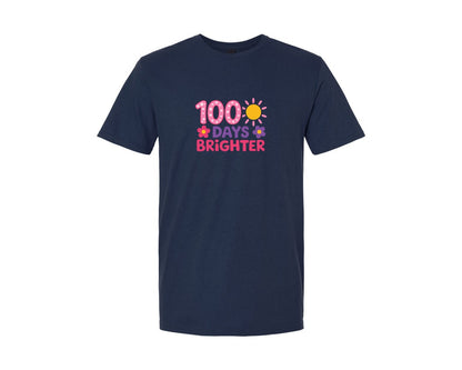 brand:Generic|color:Navy|100 Days Brighter 100 Day Of School Graphic T-Shirt
