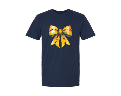 brand:Generic|color:Navy|Retro Softball Bow Mama Mom Design Graphic T-Shirt
