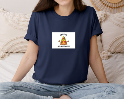 brand:Bella Canvas|color:Navy|Pizzas Inner Peace Graphic T-Shirt