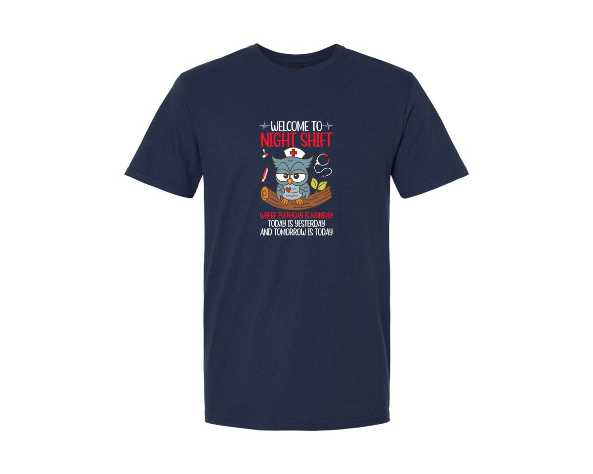 brand:Generic|color:Navy|Welcome To Night Shift Nurse T Shirt 3 Graphic T-Shirt