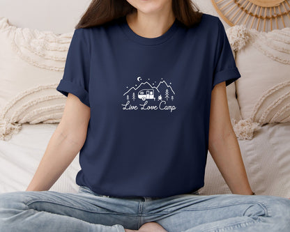 brand:Bella Canvas|color:Navy|Camping Live Love Camp Quote Graphic T-Shirt
