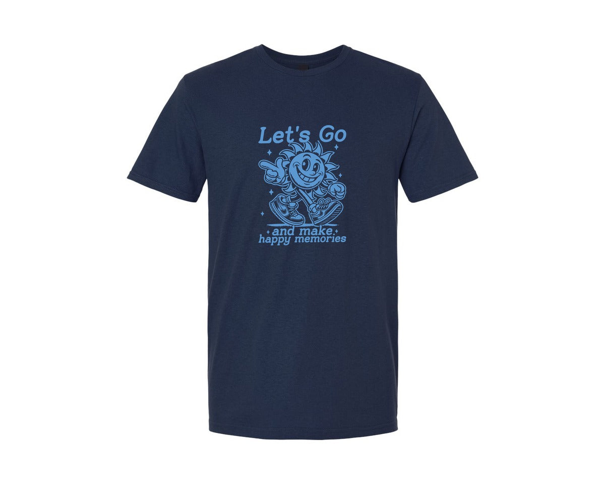 brand:Generic|color:Navy|Lets Go And Make Happy Memories Graphic T-Shirt