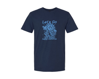 brand:Generic|color:Navy|Lets Go And Make Happy Memories Graphic T-Shirt