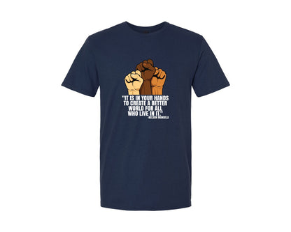 brand:Generic|color:Navy|Create A Better World Unity Quote Graphic T-Shirt