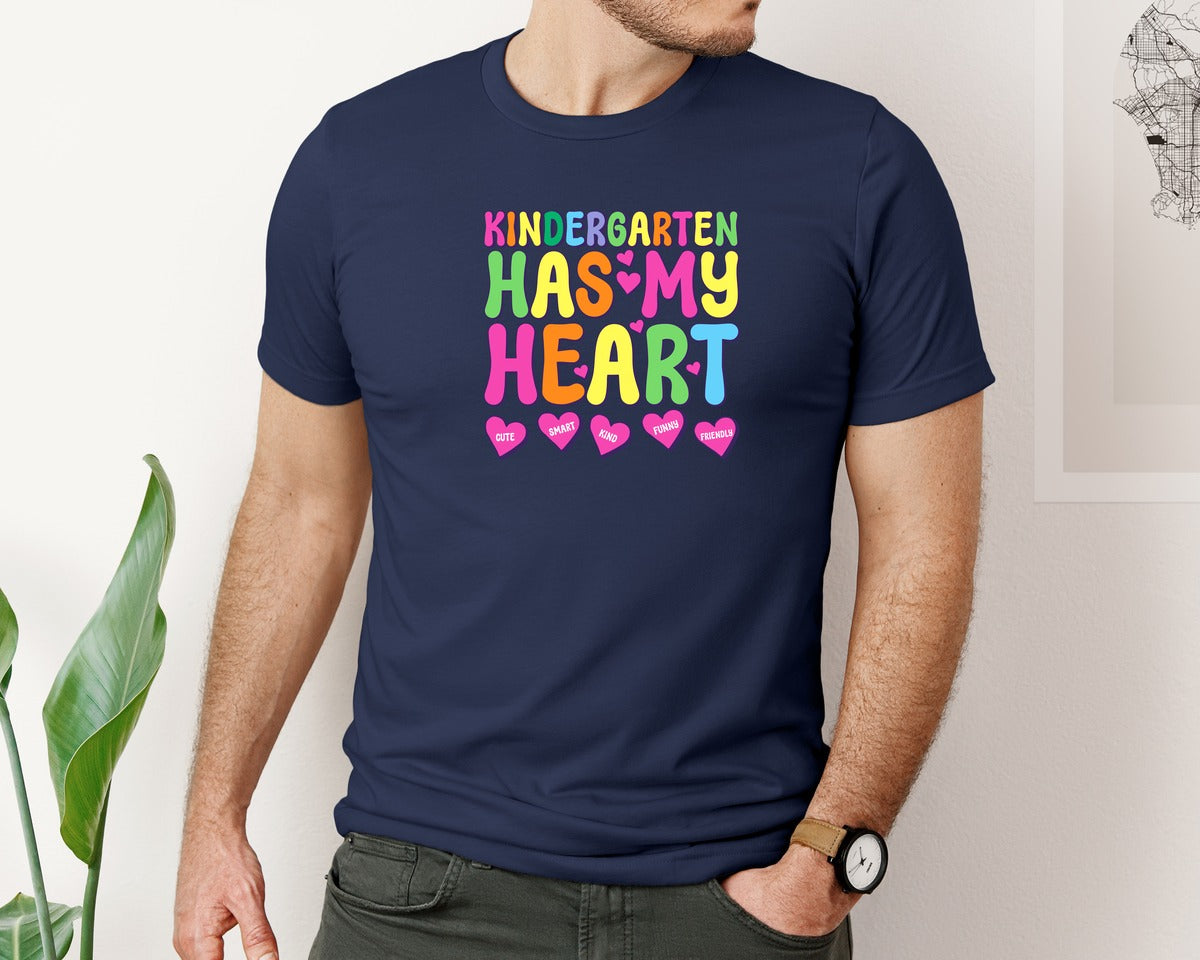 brand:Bella Canvas|color:Navy|Cute Smart Kindergarten Teachers Graphic T-Shirt