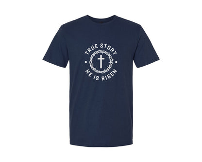brand:Generic|color:Navy|Easter Christian True Story Graphic T-Shirt