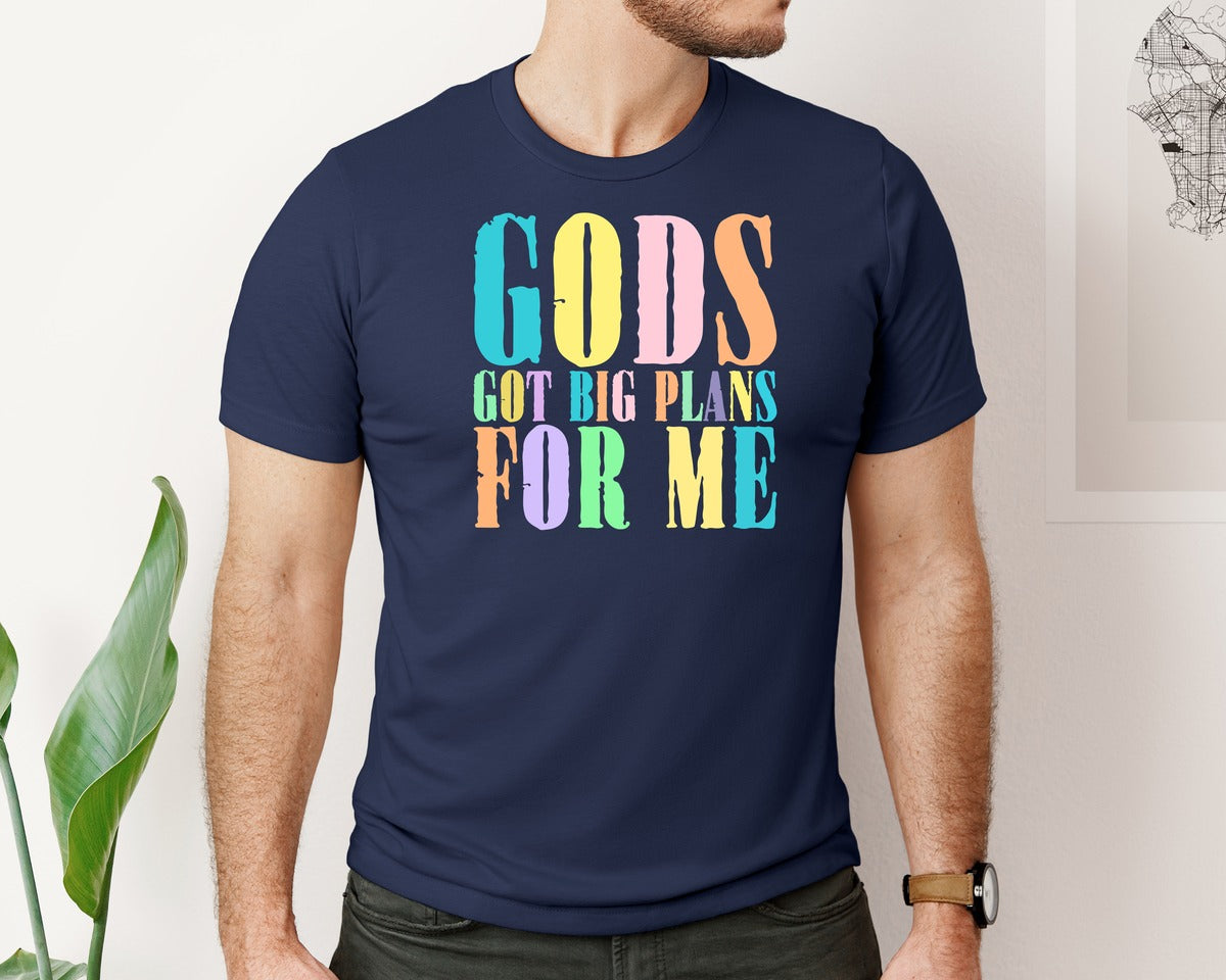 brand:Bella Canvas|color:Navy|Gods Got Big Plans For Me 4 Graphic T-Shirt
