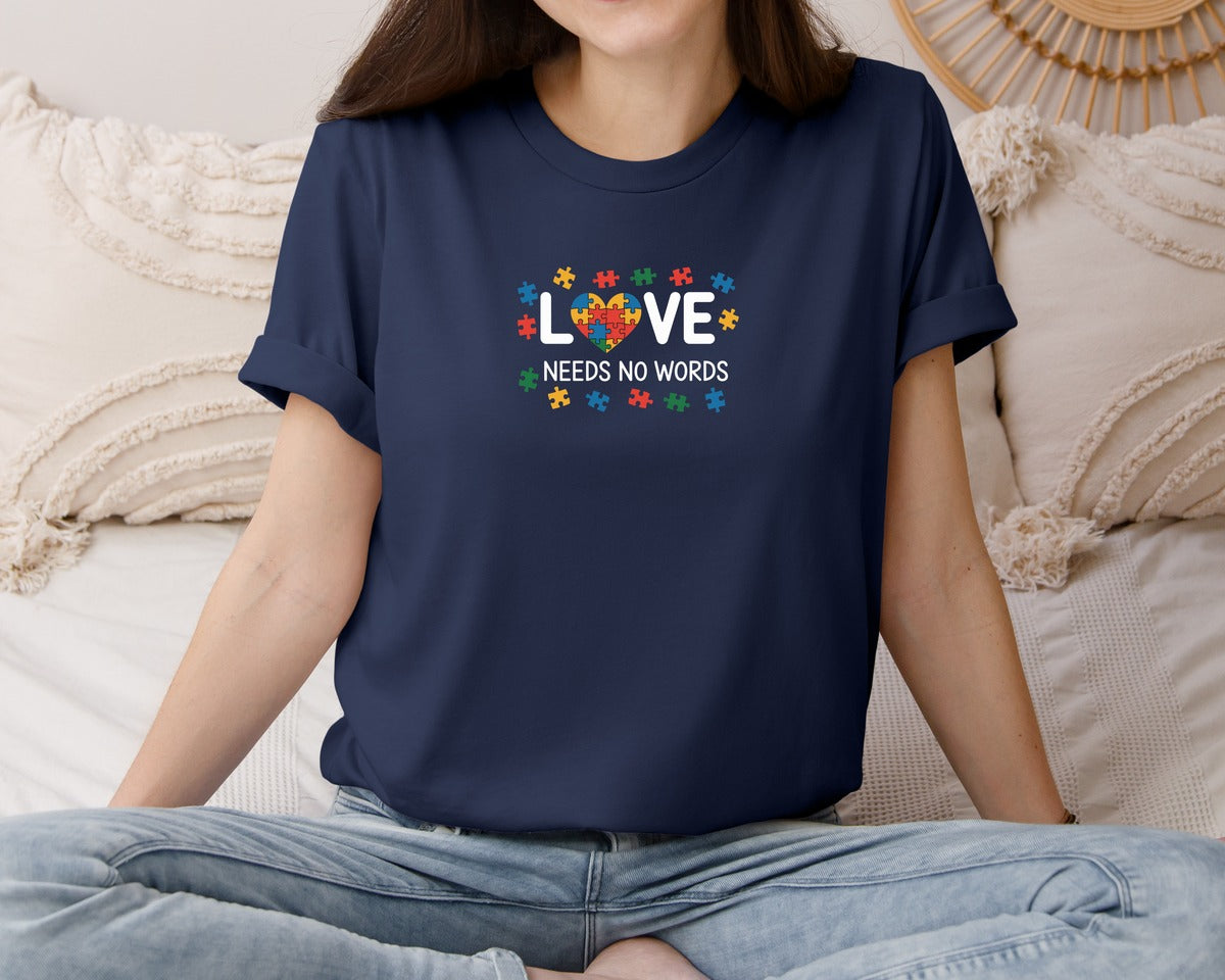 brand:Bella Canvas|color:Navy|Love Needs No Words 2 Graphic T-Shirt