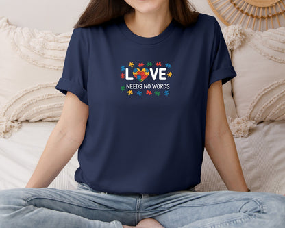 brand:Bella Canvas|color:Navy|Love Needs No Words 2 Graphic T-Shirt