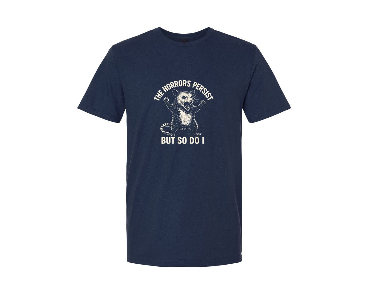 brand:Generic|color:Navy|The Horrors Persist Possum Graphic T-Shirt