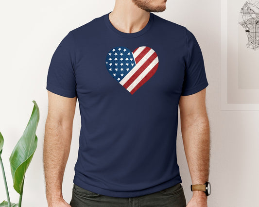 Patriotic Usa Flag Heart 4Th Of July Graphic T-Shirt
