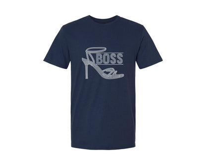 brand:Generic|color:Navy|Boss Rhinestone Templates Design Graphic T-Shirt