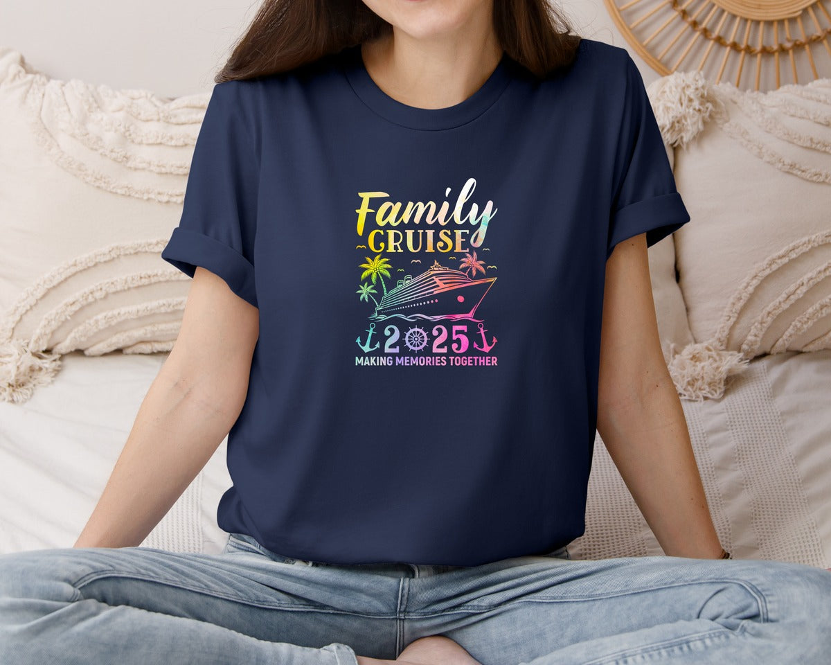 brand:Bella Canvas|color:Navy|Family Cruise 2025 Matching Family Graphic T-Shirt