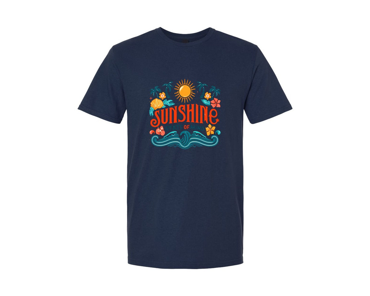 brand:Generic|color:Navy|Sunshine State Of Mind Boho Summer Graphic T-Shirt