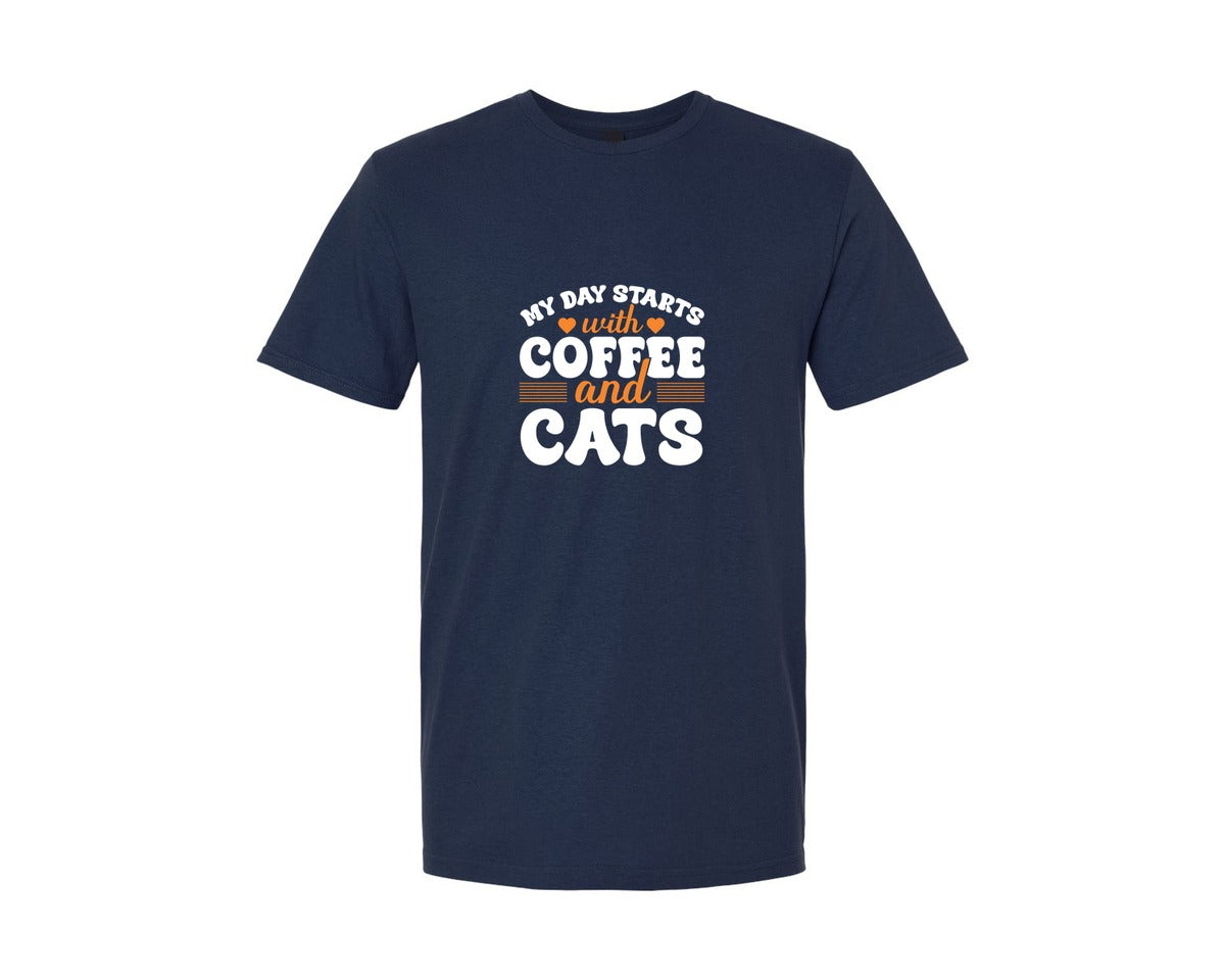 brand:Generic|color:Navy|Coffee Cats Cat Shirt Graphic T-Shirt