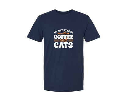 brand:Generic|color:Navy|Coffee Cats Cat Shirt Graphic T-Shirt