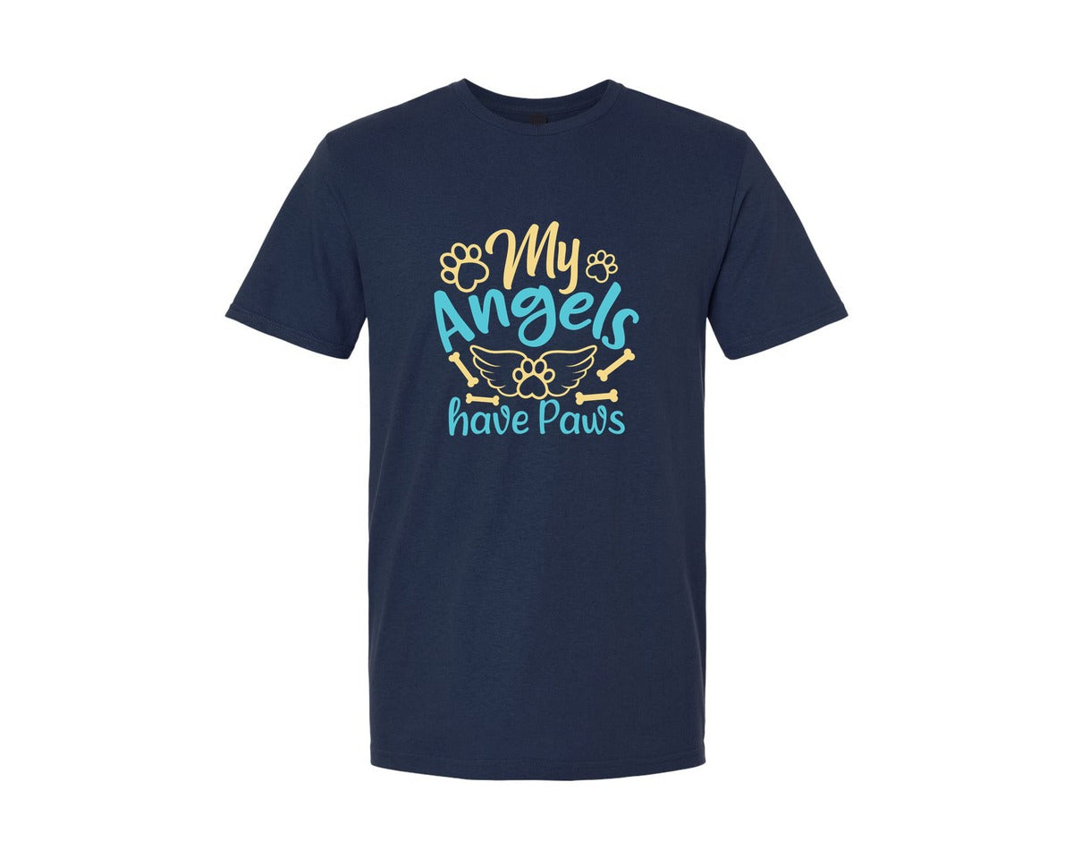 brand:Generic|color:Navy|My Angels Have Paws Cut File Design 4 Graphic T-Shirt
