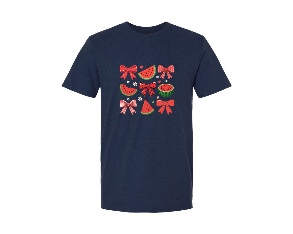 brand:Generic|color:Navy|Coquette Watermelon Summer Fruit Graphic T-Shirt