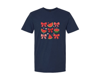 brand:Generic|color:Navy|Coquette Watermelon Summer Fruit Graphic T-Shirt