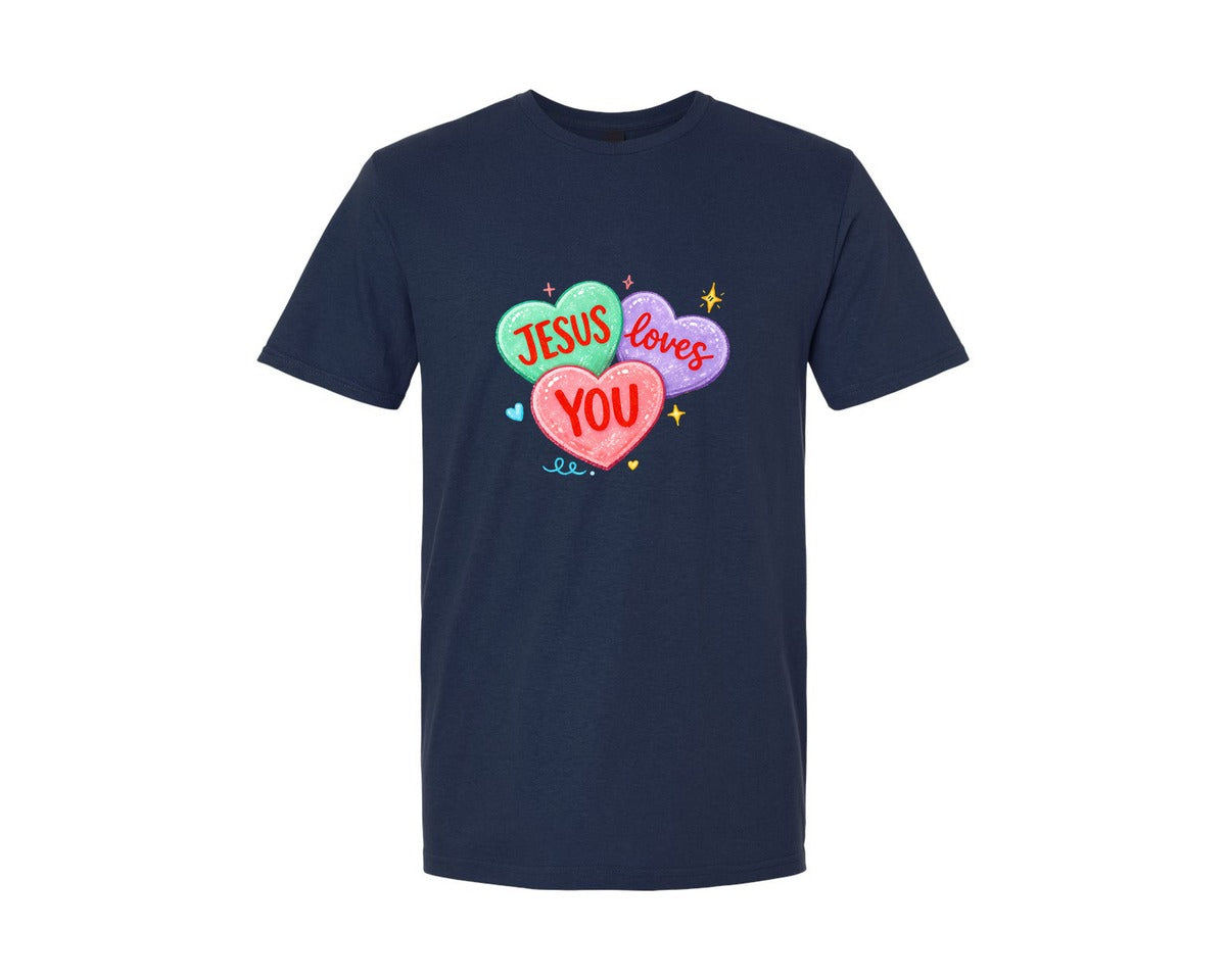 brand:Generic|color:Navy|Jesus Loves You Pngbible Verse Graphic T-Shirt