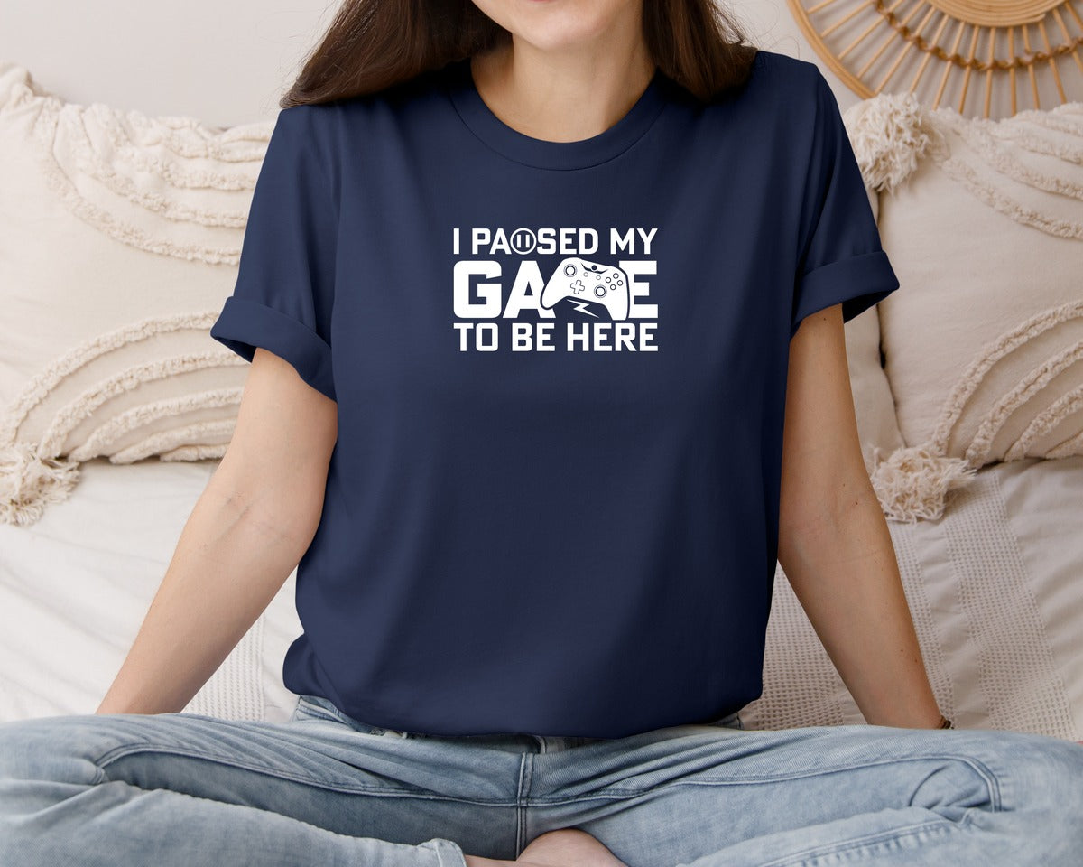 brand:Bella Canvas|color:Navy|I Paused My Game To Be Here Game Lover 3 Graphic T-Shirt
