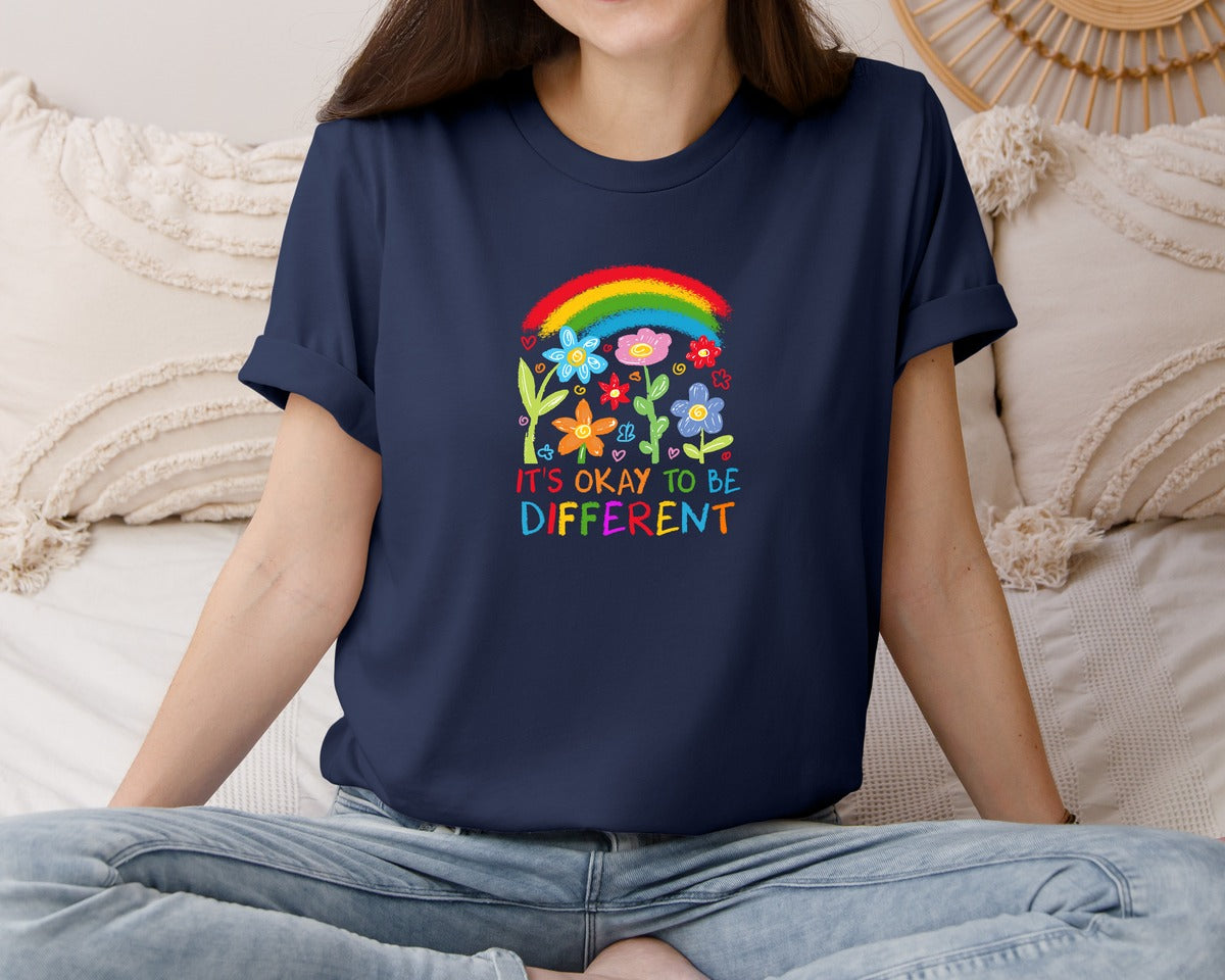 brand:Bella Canvas|color:Navy|Autism Boho Autism Awareness Graphic T-Shirt
